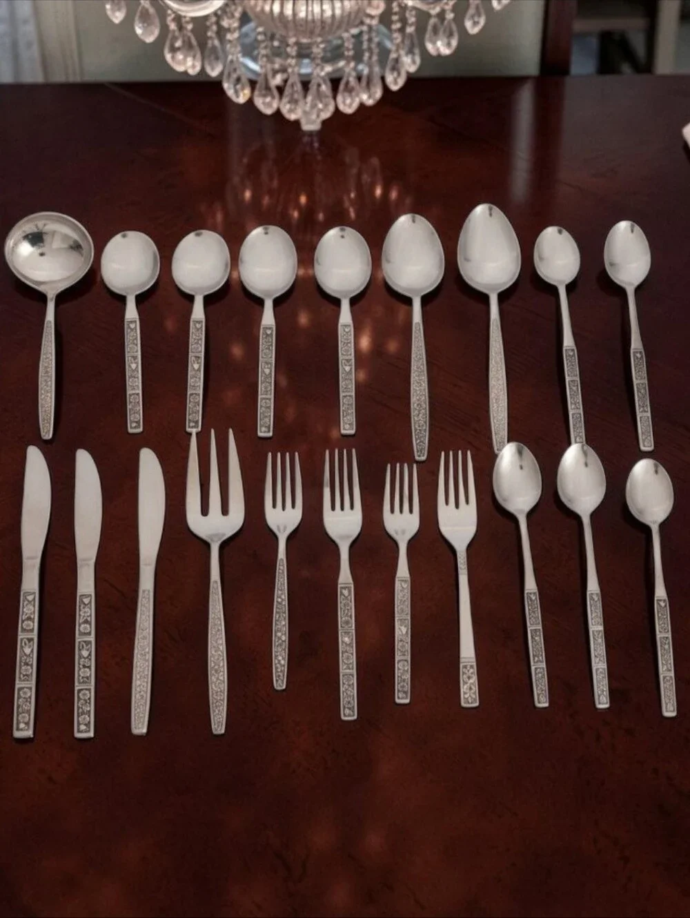 (Lot Of 20) Assorted Oneida Northland Spring Fever Stainless Steel Flatware Set.